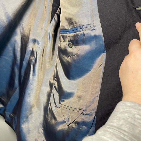 Vintage Oscar de La Renta men's Navy 100% wool 3 button career office blazer 44S - Picture 9 of 11